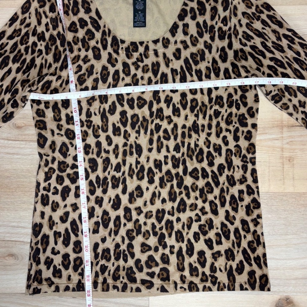 Josephine Chaus Womens Leopard Print Silk Blend Long Sleeve Sweater Java Multi M - Picture 5 of 9